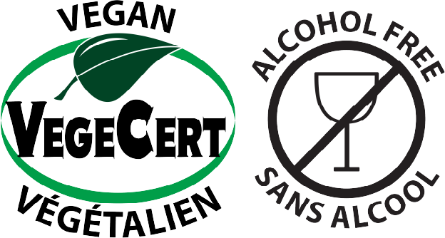 Vege Cert and alcohol free icons